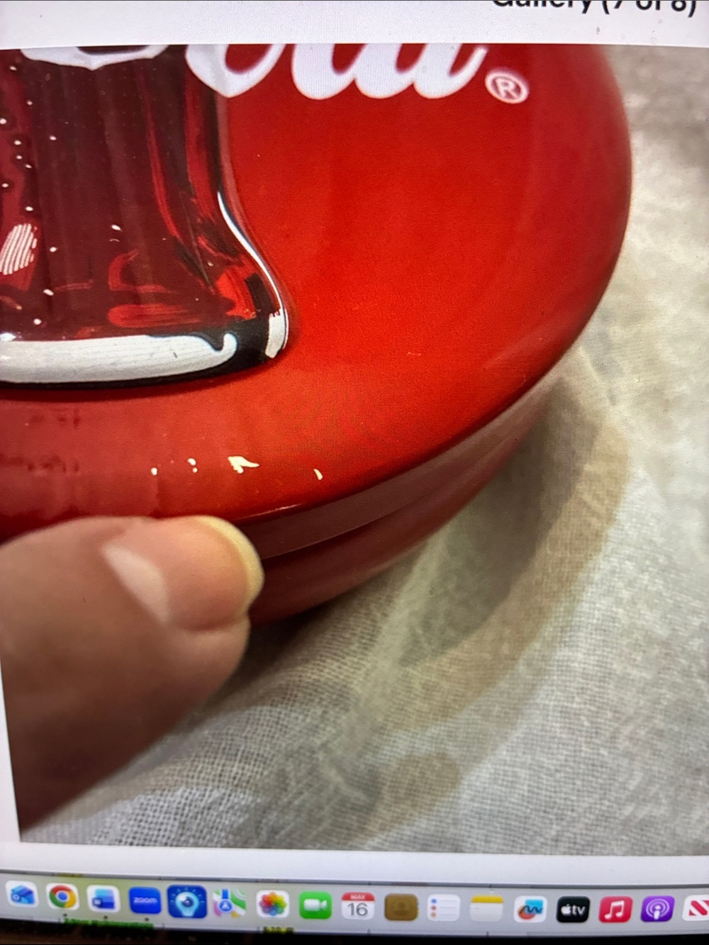 Vintage Coca-Cola Red and White Round Bottle Logo Tin 1995 Coke Metal - Picture 7 of 8